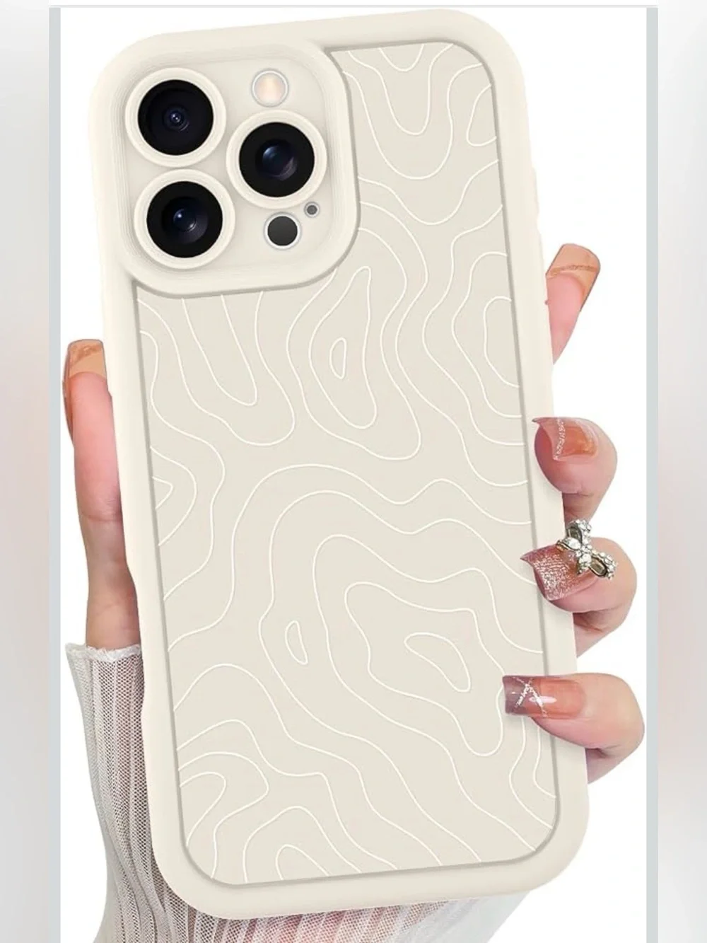 iPhone 16 Pro Cream Color Subtle Topographic Texture - Unbranded